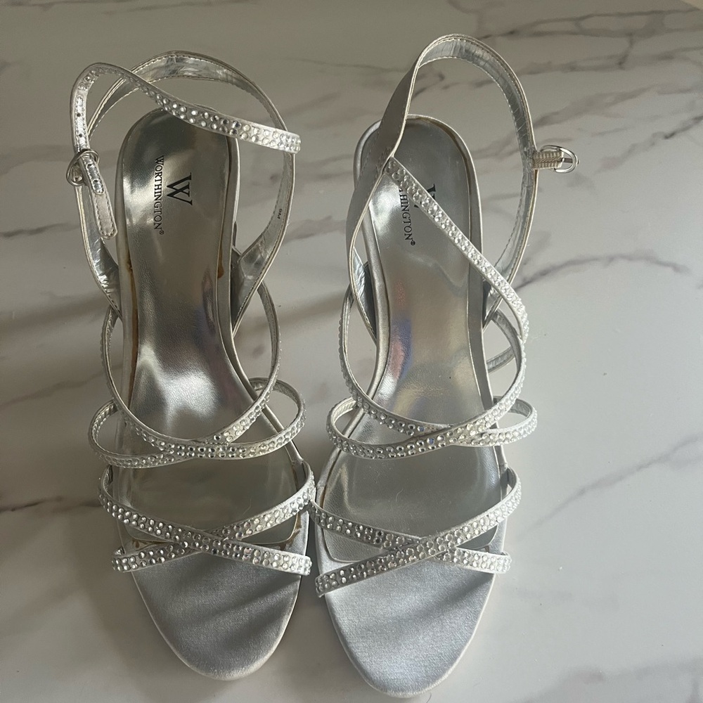 Worthington Silver Rhinestone Heels